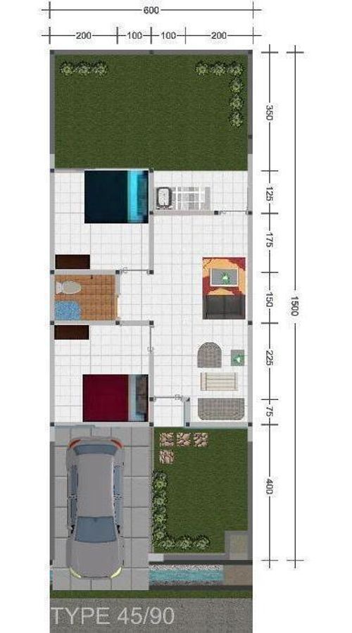 foto denah rumah tipe 45/90 perumahan GREEN VALLEY