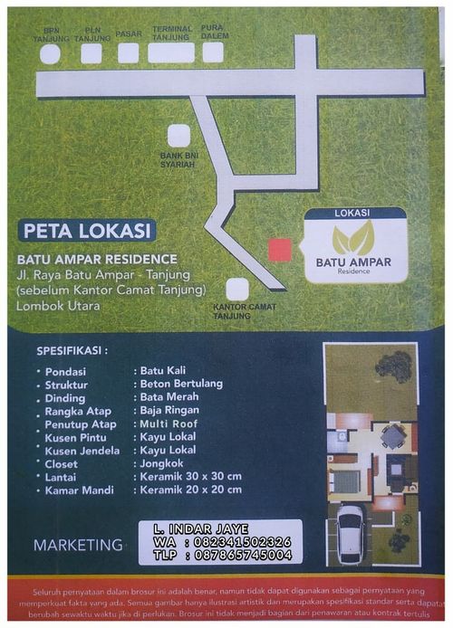 foto denah rumah tipe 27 perumahan BATU AMPAR RESIDENCE