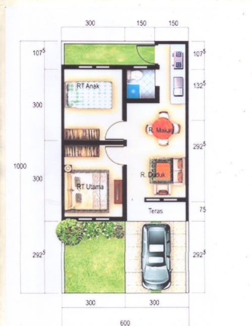 foto denah rumah tipe 36/78 perumahan BUMI KOTABARU INDAH 2