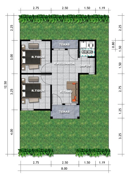 foto denah rumah tipe RSH perumahan Graha gemilang Lestari 2