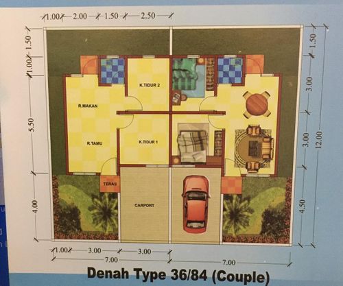 foto denah rumah tipe 36/84 perumahan Perumahan Putri Bintang Permai 2