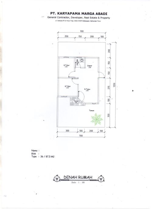 foto denah rumah tipe 36 perumahan PESONA BUKIT BATUAH CH