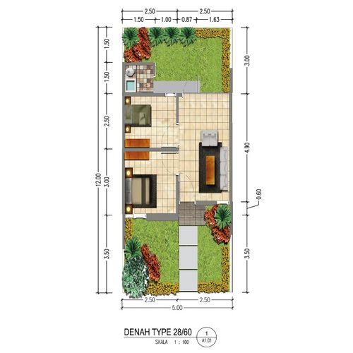 foto denah rumah tipe FLPP 28/60 perumahan Griya Harmoni