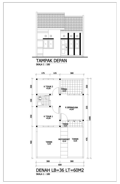 foto denah rumah tipe 36 perumahan Cibarusah Jaya
