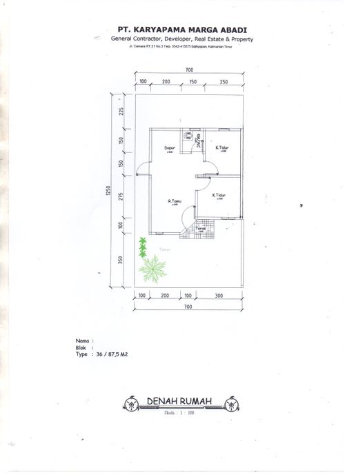foto denah rumah tipe 36 perumahan PESONA BUKIT BATUAH CT&CQ