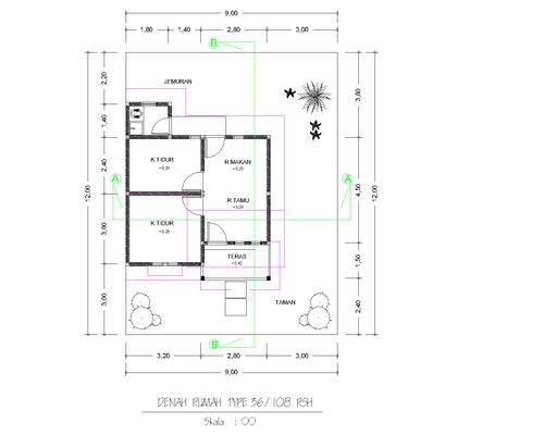 foto denah rumah tipe 36/108 perumahan Anugrah Bungo Pinang