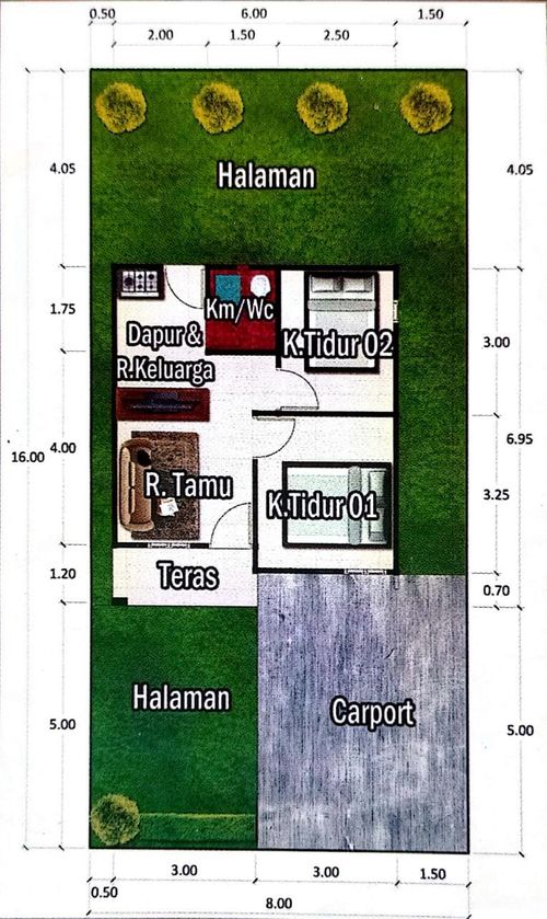 foto denah rumah tipe 36 perumahan Taman mekar indah