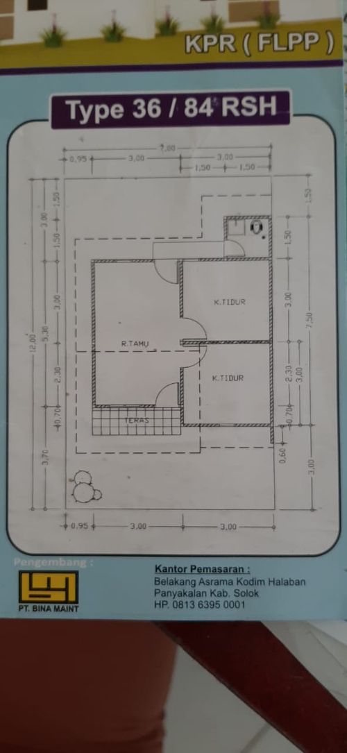 foto denah rumah tipe  36 perumahan MUTIARA HALABAN