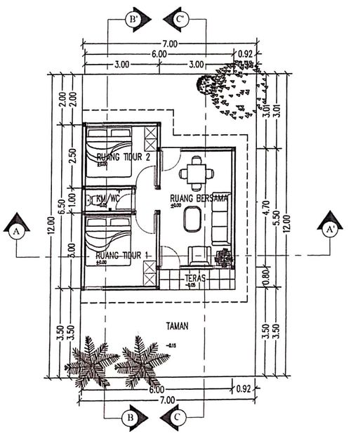 foto denah rumah tipe 36 M2 perumahan KARTIKA RESIDENCE