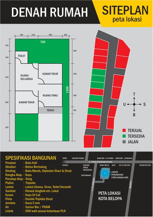 foto denah rumah tipe 36/91 perumahan CITRA GRAHA ASRI