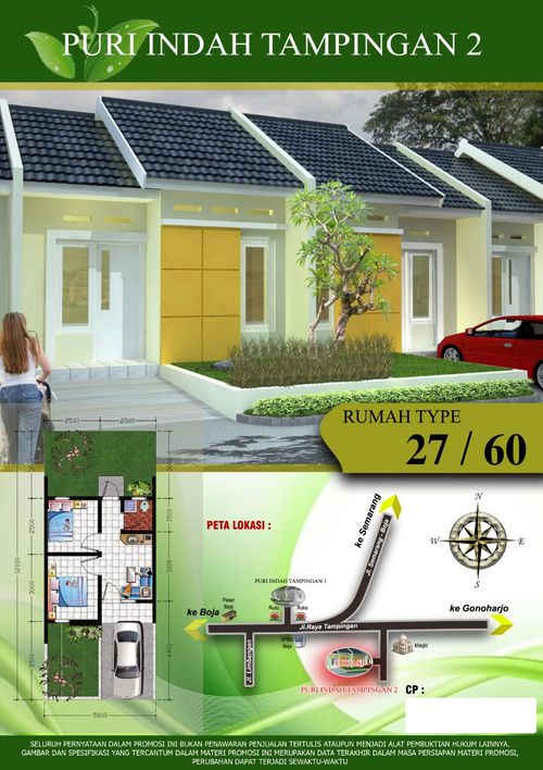 foto denah rumah tipe 27/60 perumahan Puri indah tampingan 2 