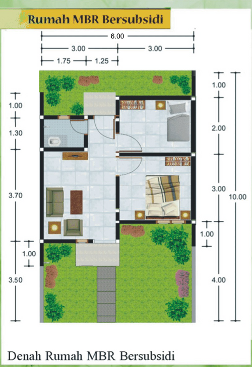 foto denah rumah tipe 30/60 perumahan BENTANG RESIDENCE VILLAGE