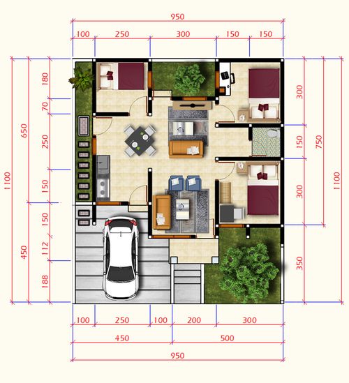 foto denah rumah tipe 60 perumahan Karisma Residence Mangunreja