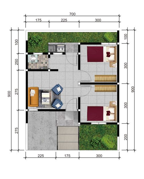 foto denah rumah tipe 36 1 perumahan Karisma Residence Mangunreja