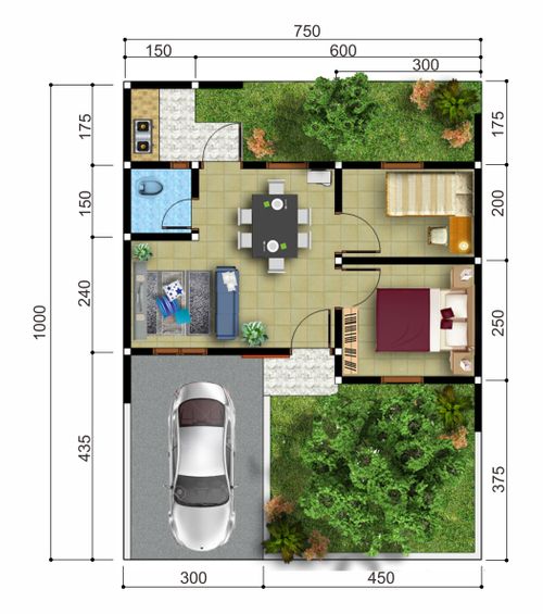 foto denah rumah tipe 34 2 perumahan KARISMA RESIDENCE BANYURESMI