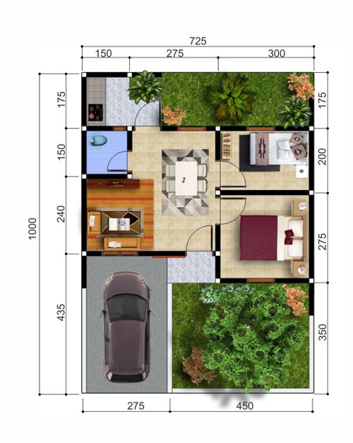 foto denah rumah tipe 34 1 perumahan KARISMA RESIDENCE BANYURESMI