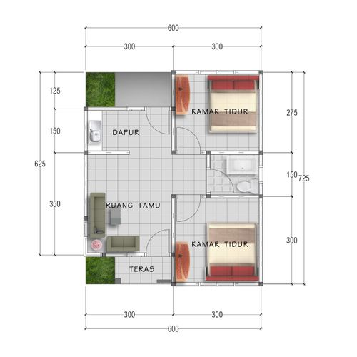 foto denah rumah tipe 36 perumahan SAMUDRA GP BARO II 