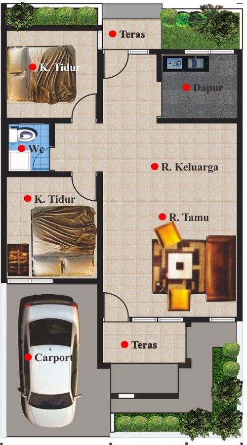 foto denah rumah tipe 65/112 perumahan GRAHA ASRI CIBUBUHAN
