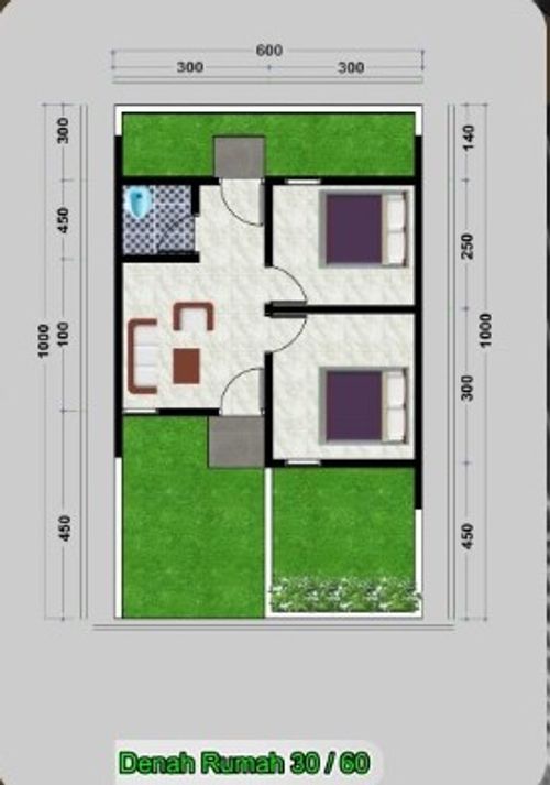foto denah rumah tipe 30/60 perumahan VILL GARDEN MEKARSARI