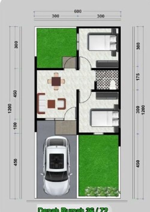 foto denah rumah tipe 36/72 perumahan VILL GARDEN MEKARSARI