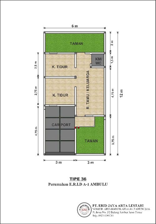 foto denah rumah tipe 36 perumahan E.R.I.D A-1 AMBULU