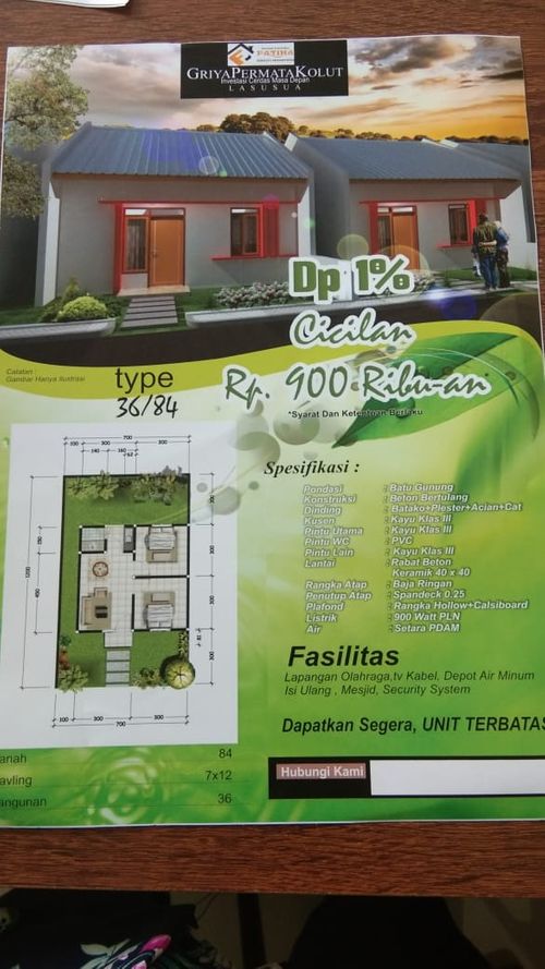 foto denah rumah tipe 36 perumahan GRIYA PERMATA KOLUT