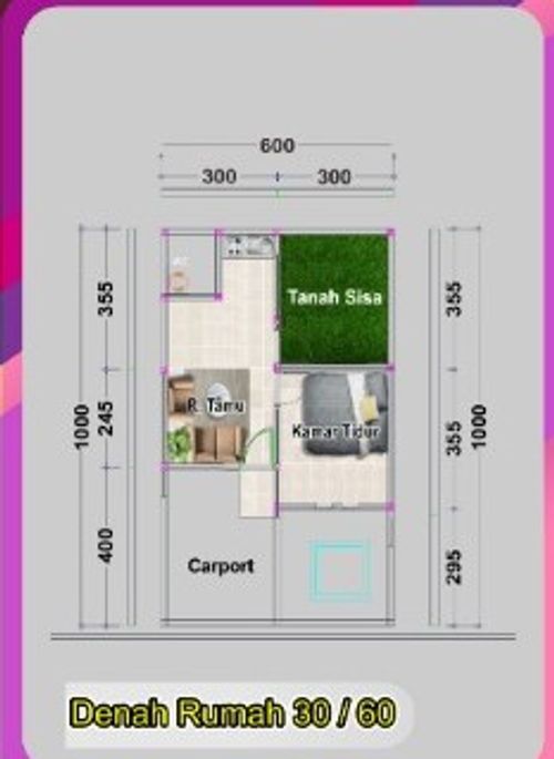 foto denah rumah tipe 30/60 perumahan HERITAGE EDELWEISS SINDANGPALAY