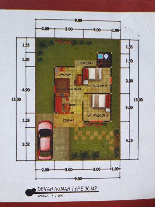 foto denah rumah tipe 36 / 117 perumahan MUTIARA CADIKA