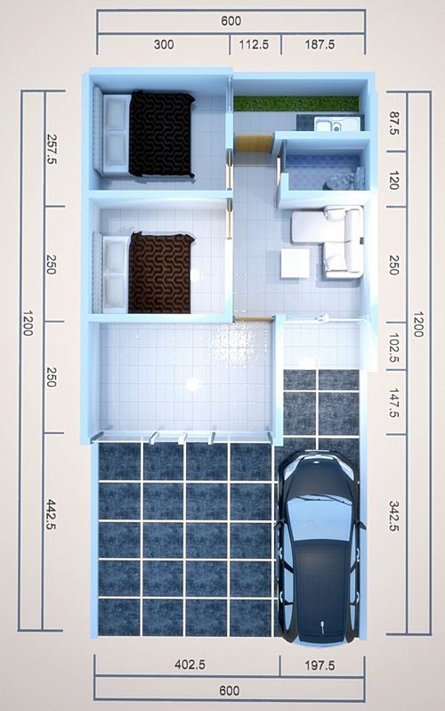 foto denah rumah tipe BADARIA (30/60) perumahan Pesona Aswanda Residence