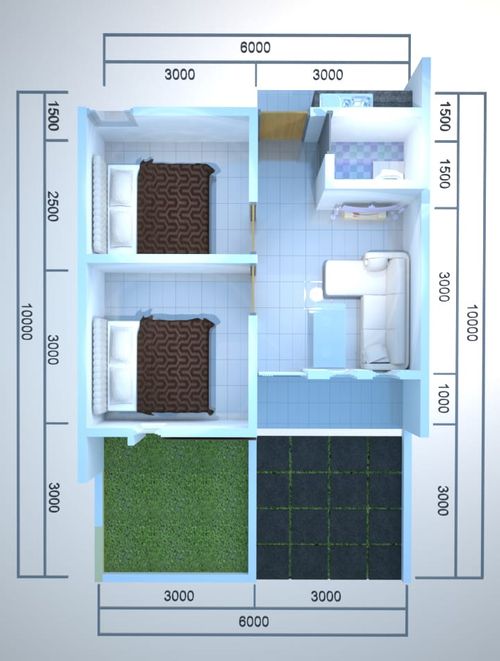 foto denah rumah tipe ALEXANDRIA (30/60) THP 1 perumahan Pesona Aswanda Residence