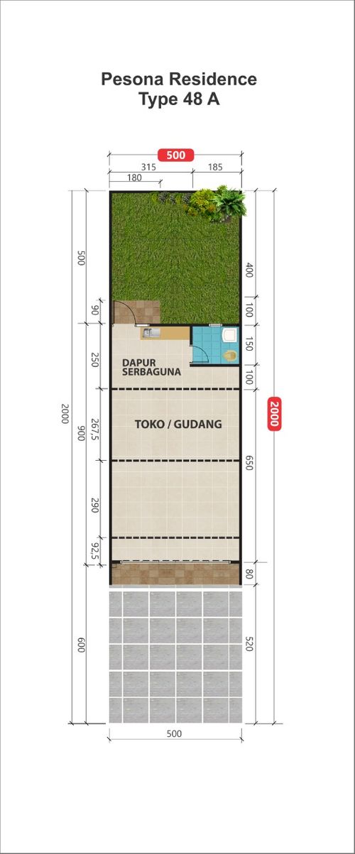 foto denah rumah tipe 48A/100 perumahan PESONA RESIDENCE