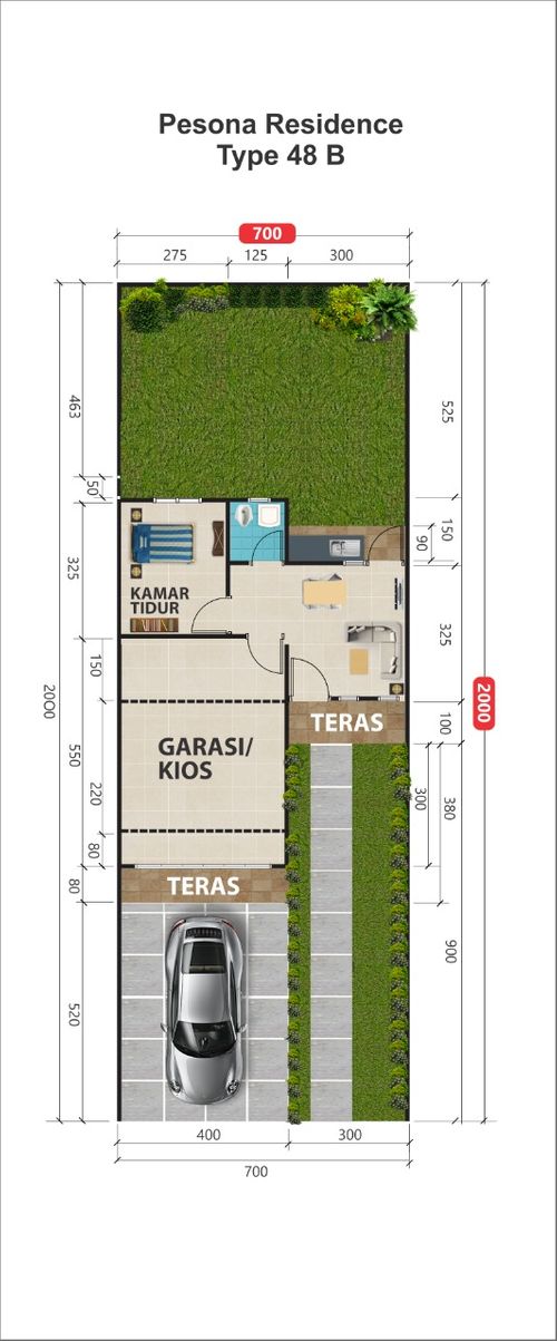 foto denah rumah tipe 48B/140 perumahan PESONA RESIDENCE