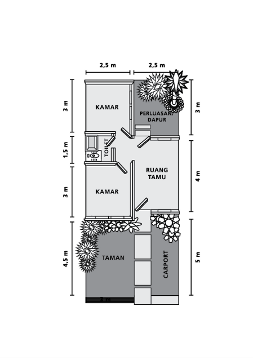foto denah rumah tipe T29/60 perumahan Mutiara Srimahi Residence