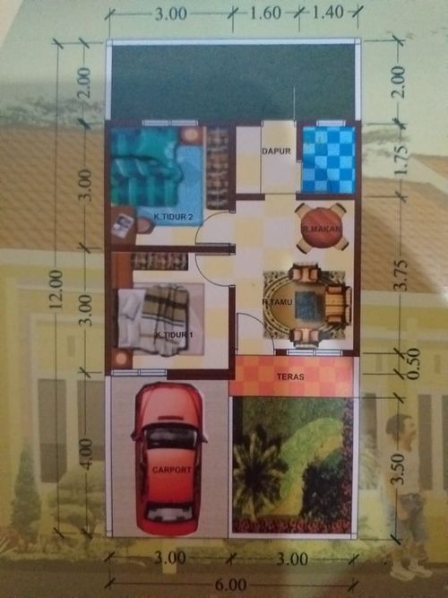 foto denah rumah tipe 36/72 perumahan GRIYA MENCIRIM MINIMALIS