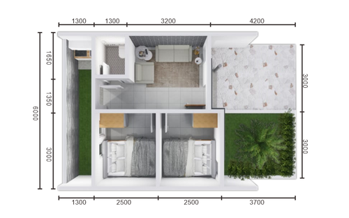 foto denah rumah tipe 30/60 perumahan Punca haagen Residence