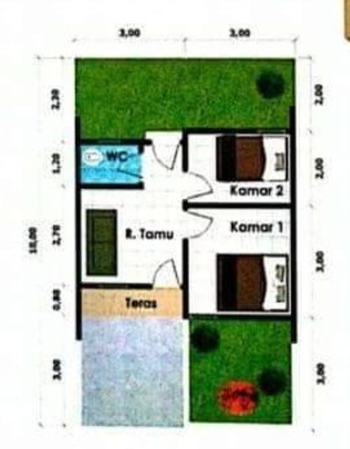foto denah rumah tipe 30/60 perumahan PURI DANENDRA EX GRAHA ALANA KLAYAN