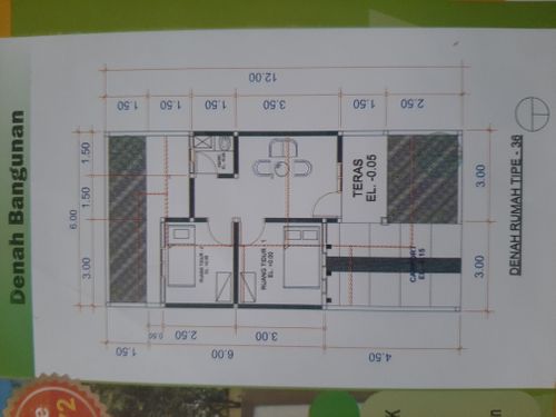 foto denah rumah tipe 36/72 perumahan PERUMAHAN TAMAN PASALAKAN