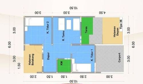 foto denah rumah tipe 36 perumahan Karangnongko Kencana