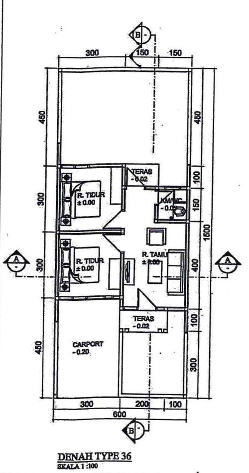 foto denah rumah tipe 36/72 perumahan PERUMAHAN GLAGAH KAMPUNG BARU