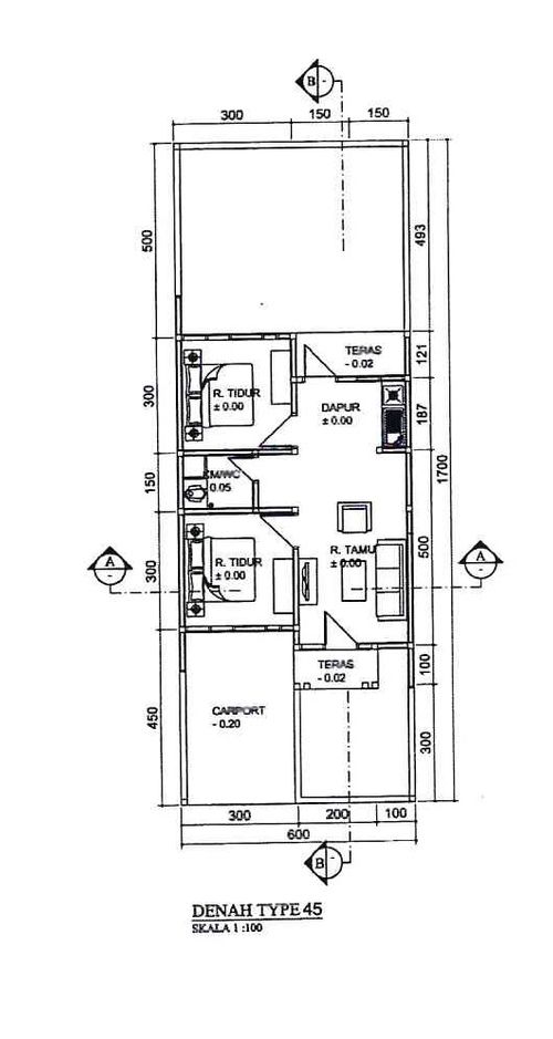 foto denah rumah tipe 45/90 perumahan PERUMAHAN GLAGAH KAMPUNG BARU