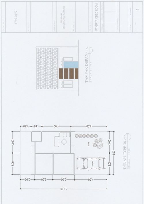 foto denah rumah tipe 36/72 perumahan Green Patrol Residence