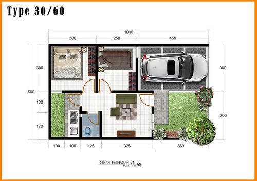 foto denah rumah tipe 30/60 perumahan Griya Purwamekar