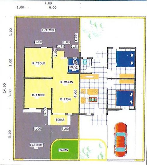 foto denah rumah tipe 36/98 perumahan PERMATA CAHAYA PERMAI