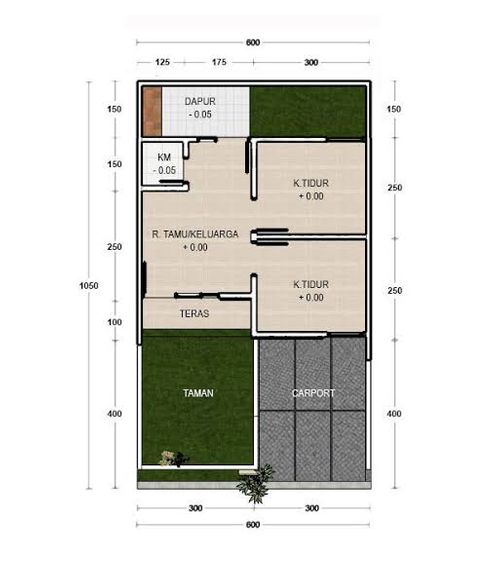 foto denah rumah tipe 30/60 perumahan Griya Kalijaring Indah