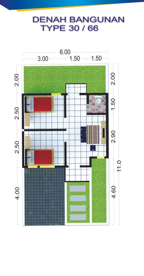 foto denah rumah tipe SUBSIDI perumahan STAR RESIDENCE 2 SAMBIROTO