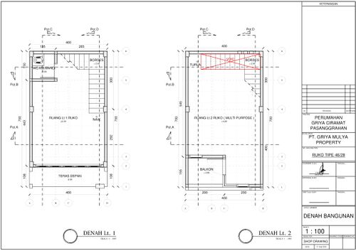 foto denah rumah tipe RUKO perumahan Griya Ciramat Pasanggrahan