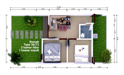 foto denah rumah tipe 36 perumahan Kota Bale Agung