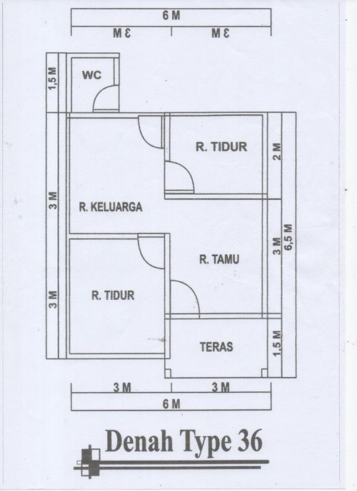 foto denah rumah tipe Tapak 36 perumahan Singkawang Residence