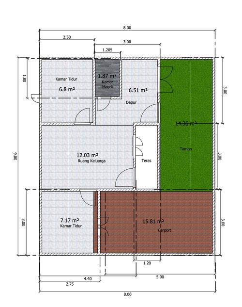foto denah rumah tipe 36/72 perumahan Graha Mukti Residence