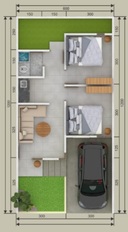 foto denah rumah tipe 36/72 perumahan JATILAND REGENCY